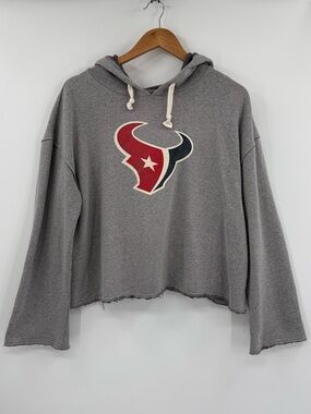 NFL Team Apparel Houston Texans Crop Hoodie | Gray | Large